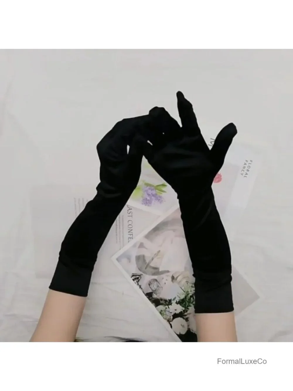 Stretchy Satin Long Opera Gloves 1920s Elbow Length Wedding Costume